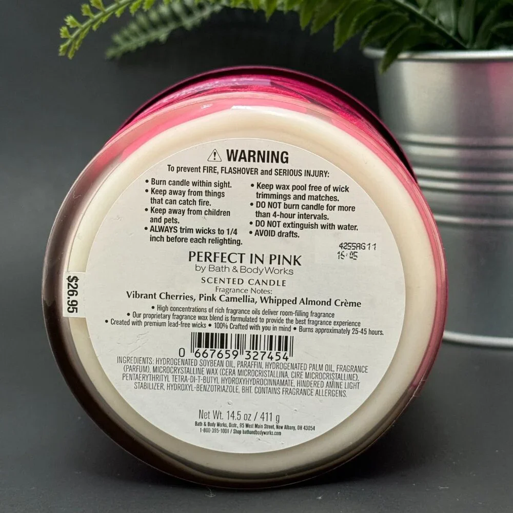 BBW Perfect in Pink Bath & Body Works 3 Wick Candle - Picture 9 of 10